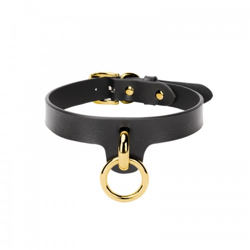 bondage collar nep leder gouden ring