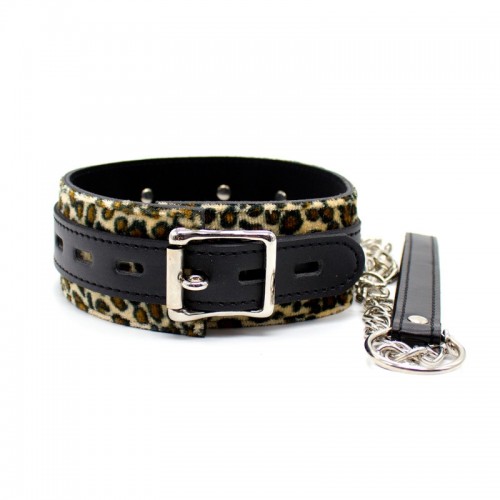 bdsm halsband luipaardprint riem