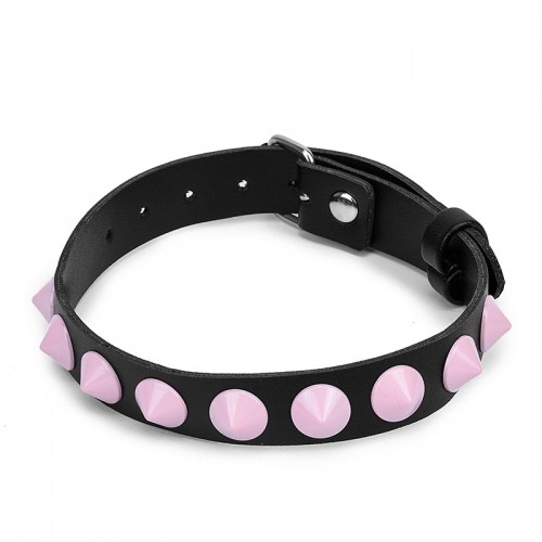 bdsm halsband roze studs