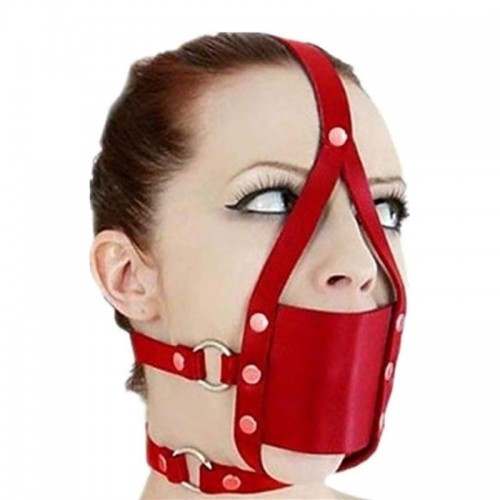 bdsm masker mouth gag rood nep leder