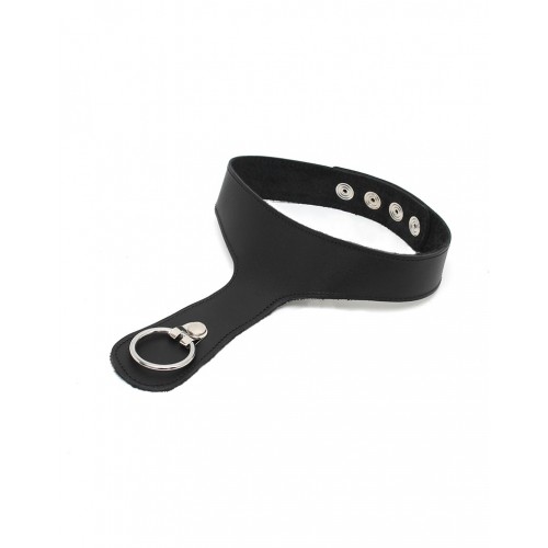 BDSM - Halsband met Ring - Leer - Zwart