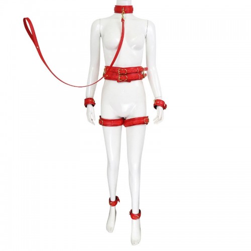 bdsm set halsband boeien riem rood
