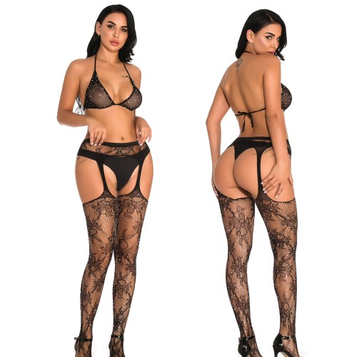 BH set zwart met glitter - One Size