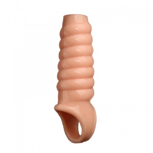 blanke siliconen penissleeve spiraalvorm