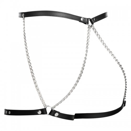 bondage play bdsm broekje met kettingen real leather