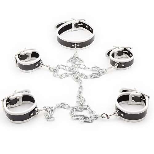 bondage boeien set halsband wit