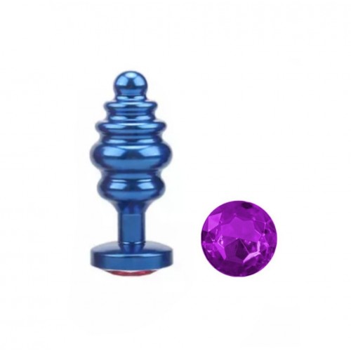 buttplug blauw met paars kristal