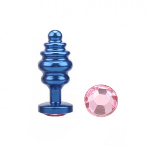 buttplug met kristal - blauw