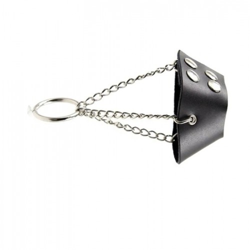 metalen cock ring nep leren band