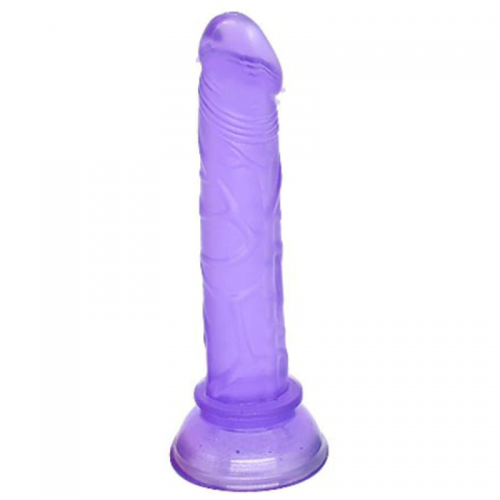 Siliconen mini dildo paars met zuignap - 12 cm