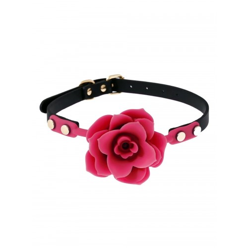 Mondknevel met siliconen roos ball gag - rood
