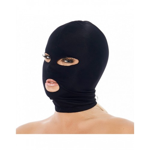 Zwart nylon gezichtmasker elastisch 