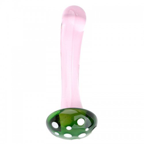 Glazen dildo transparant met zwam- 13,5 cm