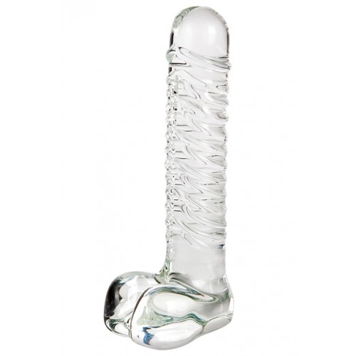 ribbel glazen dildo  - 21 cm