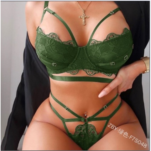 Erotische BH set groen - One Size