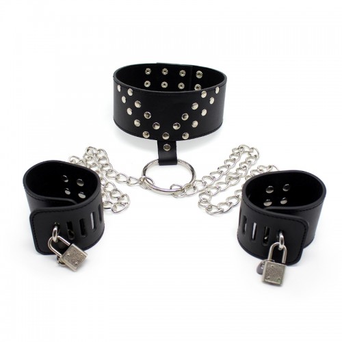 halsband met handboeien zwart
