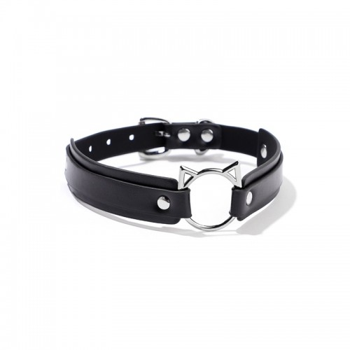 smalle katte zwarte halsband met ring