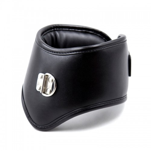 PU leren halsband met kussen en ring - zwart