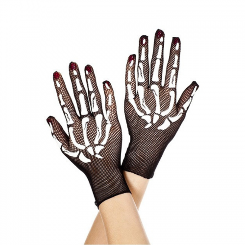 Zwarte visnet skelet handschoenen