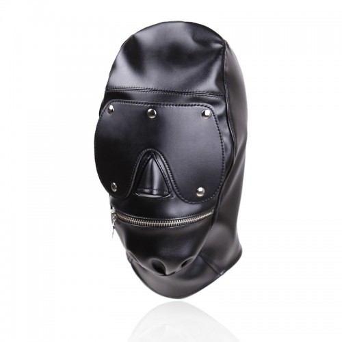 leren hoofdmasker blinddoek rits