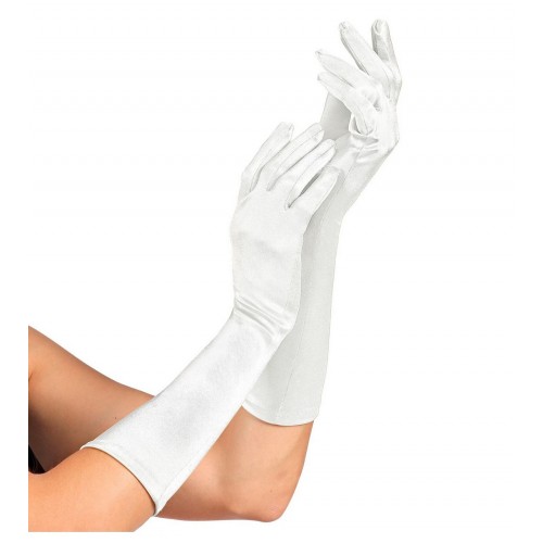Lange wit satijnen sexe  handschoenen