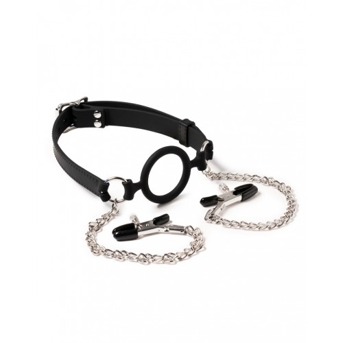Mondknevel bal O-ring met ketting tepelklemmen 