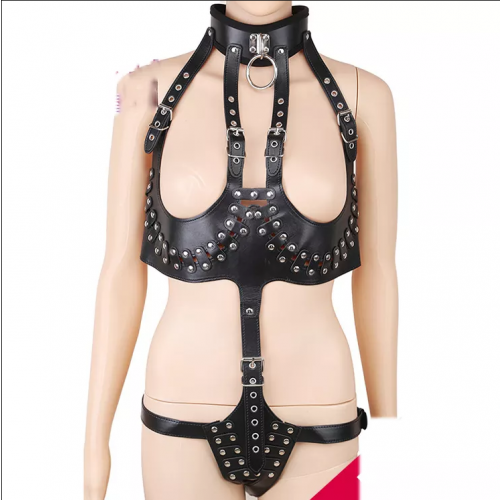 leren bondage harnas spikes 