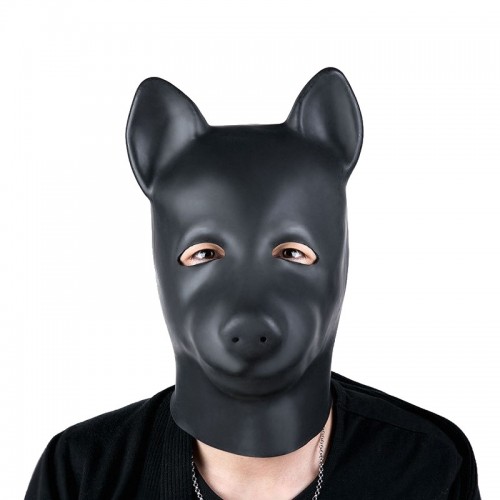 leren hondenmasker zwart