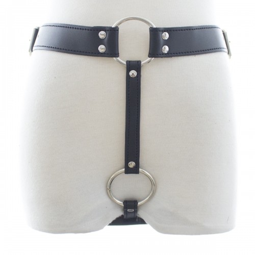 Leren strap-on harnas voor interne dildo