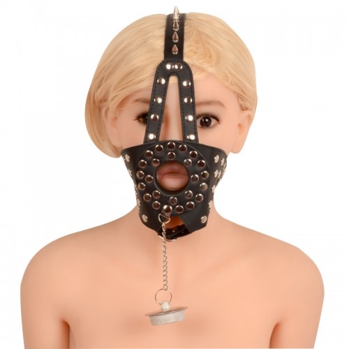 Leren masker met spikes - zwart erotisch