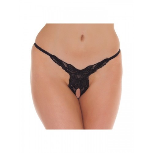 Amorable open vlinder string - zwart