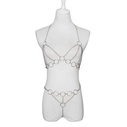 metalen bondage harnas zilver