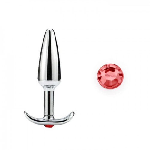 stalen buttplug rood kristal