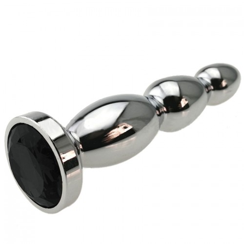 Metalen buttplug met zwart kristal