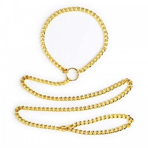 Metalen gouden halsband met ketting