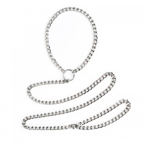 Metalen zilveren halsband met ketting