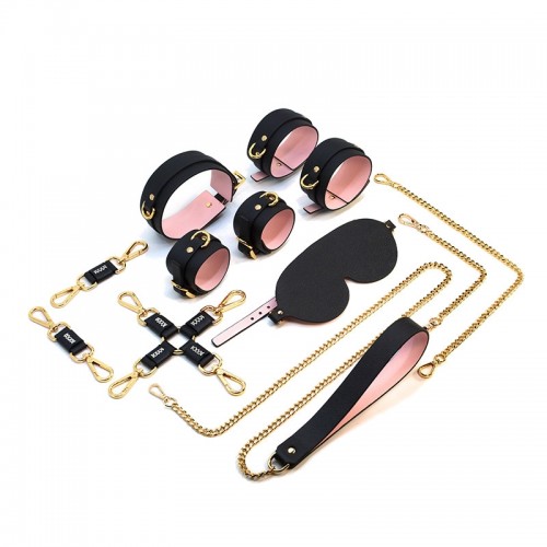 pu leren bdsm set zwart roze goud