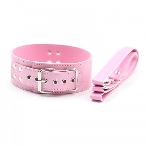 pu leren halsband riem roze
