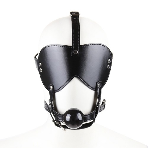 PU leren oogmasker met gag - zwart 