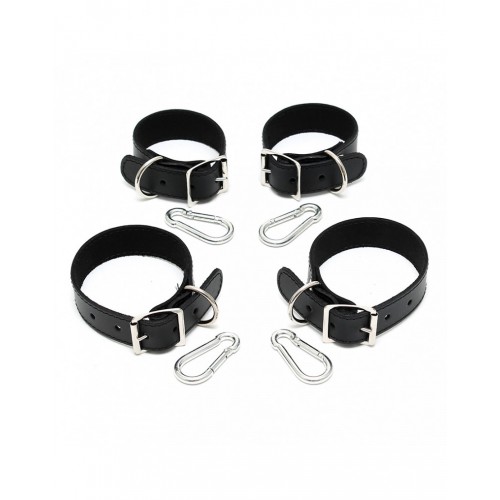 Bondage Play leren handboeien + voetboeien