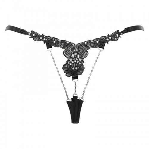 string met bloemmotief strass steentjes