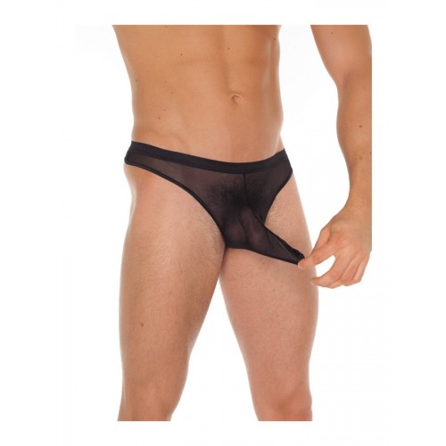 Amorable zwarte mannenstring met tuit