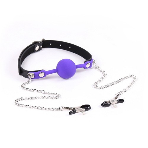 tepel klemmen met ball gag mondknevel