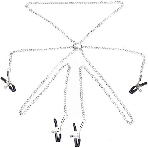 ketting tepel en clitoris klemmen set zilver