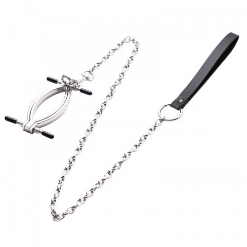 Metalen vaginaklem met aanlijnketting - 60 cm