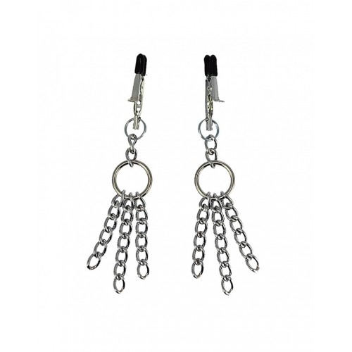 tepelklemmen met ketting franjes bdsm