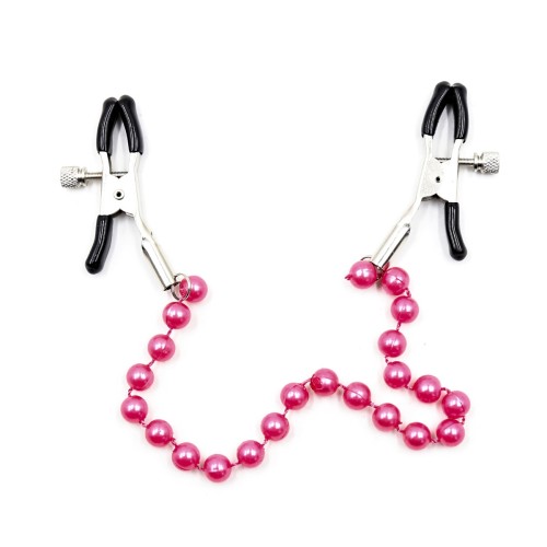 Tepelklemmen met rose kralenketting