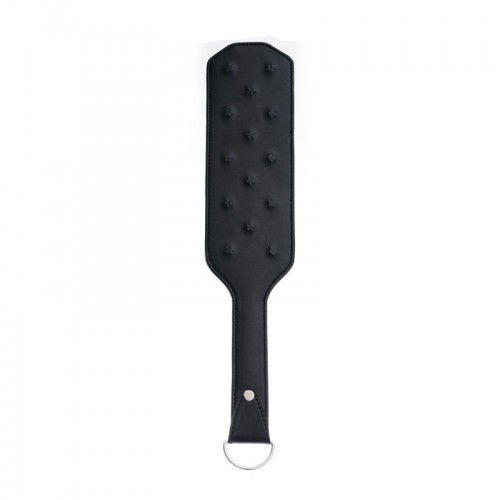 Zwarte leren paddle met spikes 38 cm