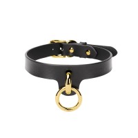 bondage collar nep leder gouden ring