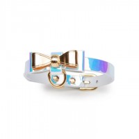 bdsm halsband met gouden strik wit
